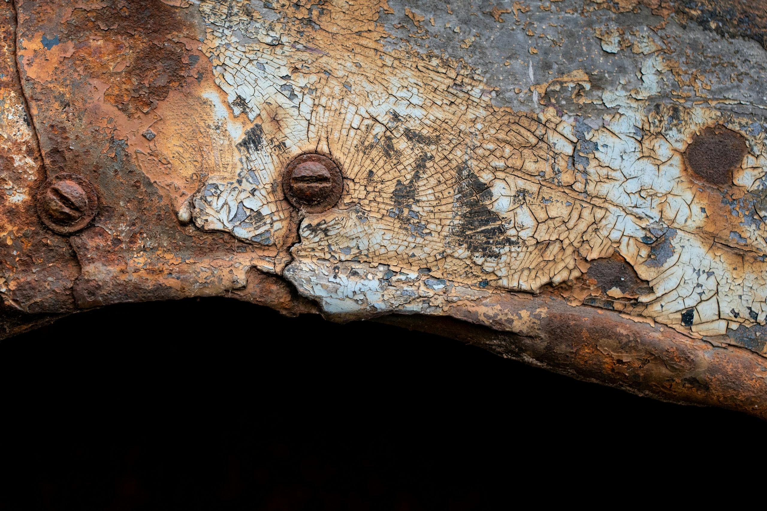 Vintage classic car patina screw detail