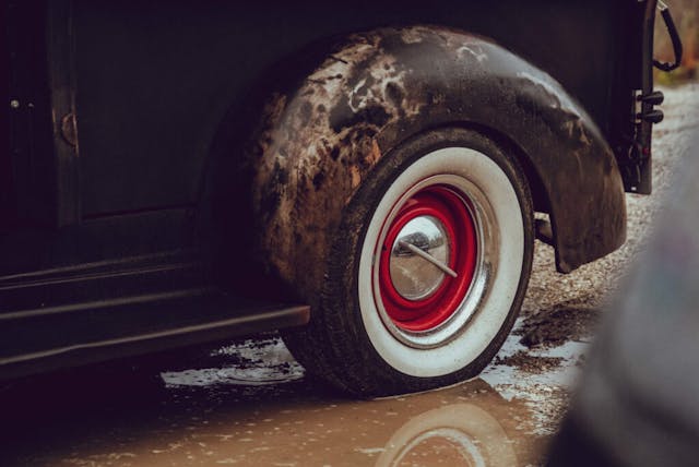 Chevy pickup street truck rear wheel arch patina