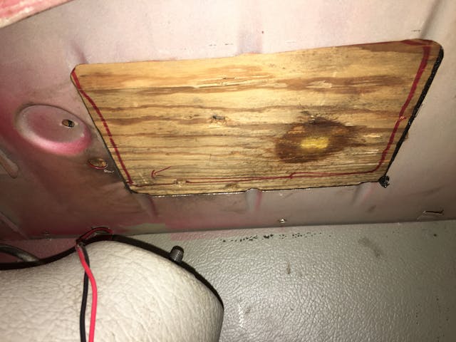 homemade wood covering in car