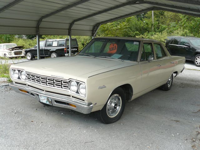 plymouth satellite for sale sign front three quarter