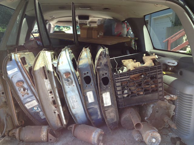 Car parts inside van