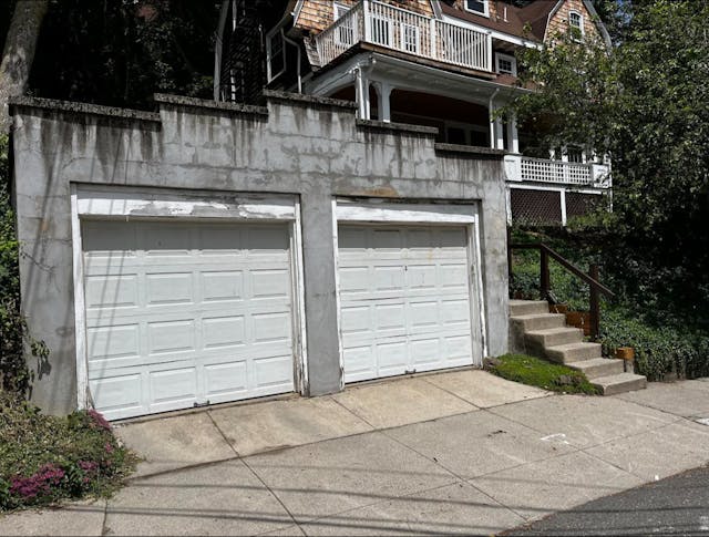 Street parking two door garage entrances