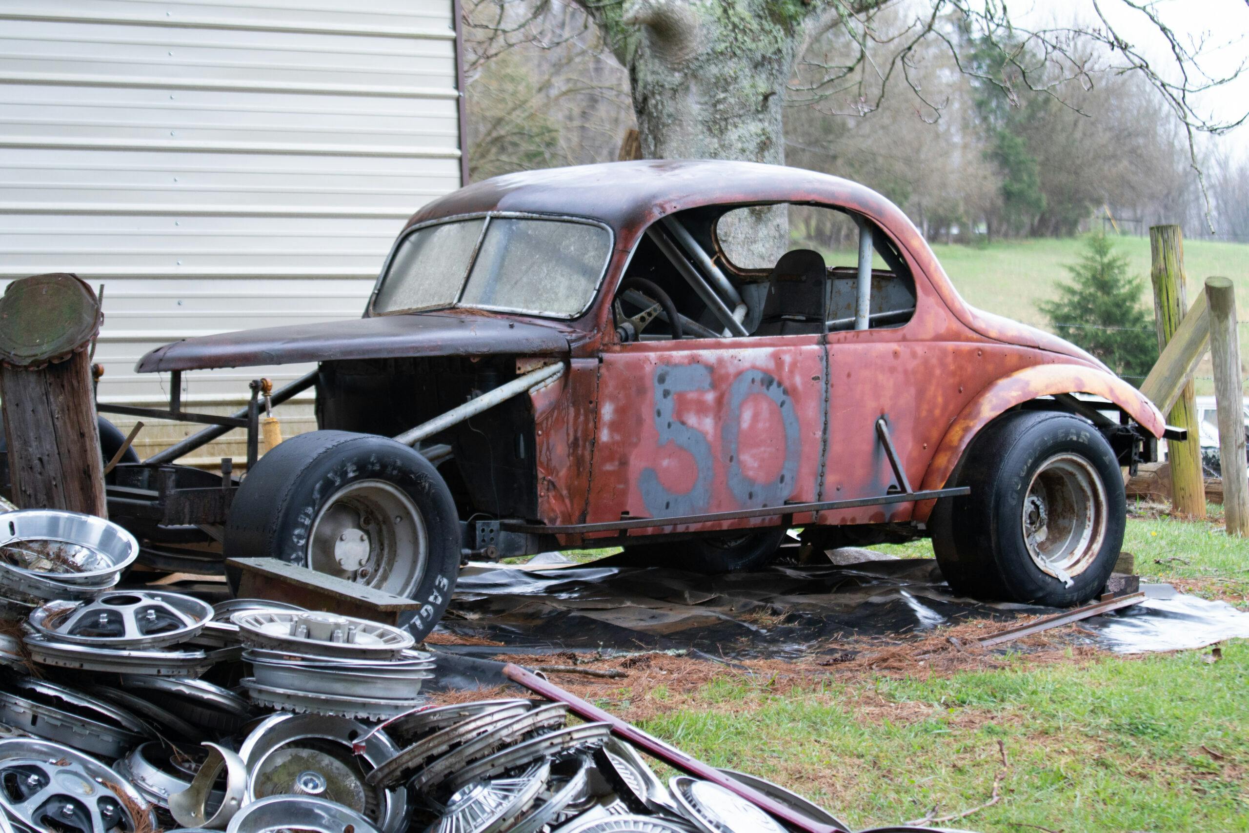 Snowball Race Car pre restoration front three quarter