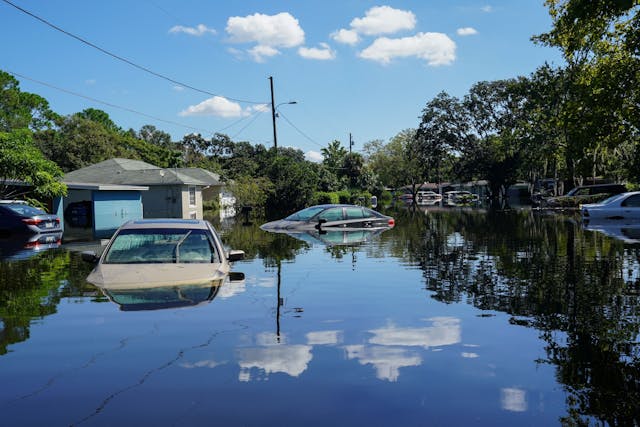 Hurricane Ian aftermath flooded cars sitting underwater