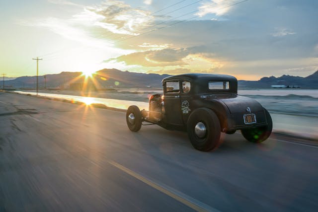 bat outa hell model a coupe hot rod erik hansen flathead driving bonneville