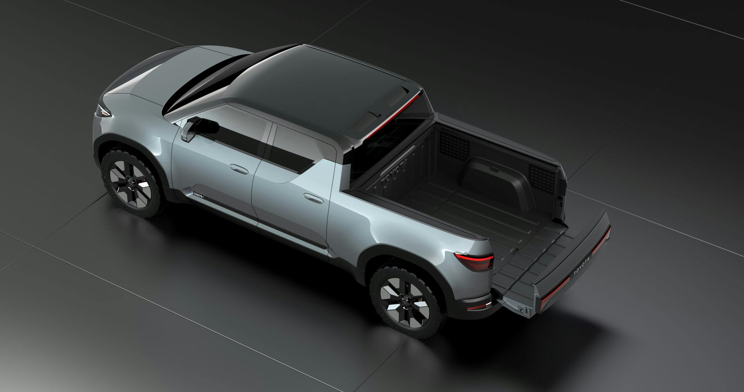 Toyota small ev trucklet concept high angle rear three quarter