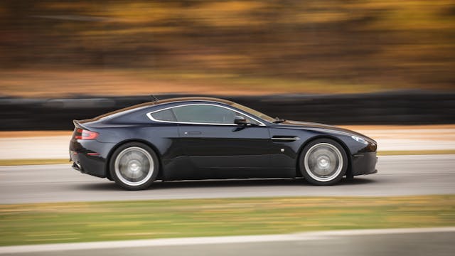 Aston Martin Vantage side profile track action