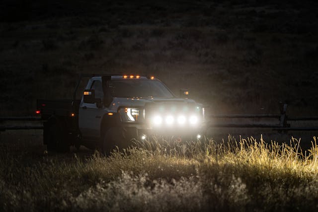 AEV Sierra Grande Concept lights on at dusk