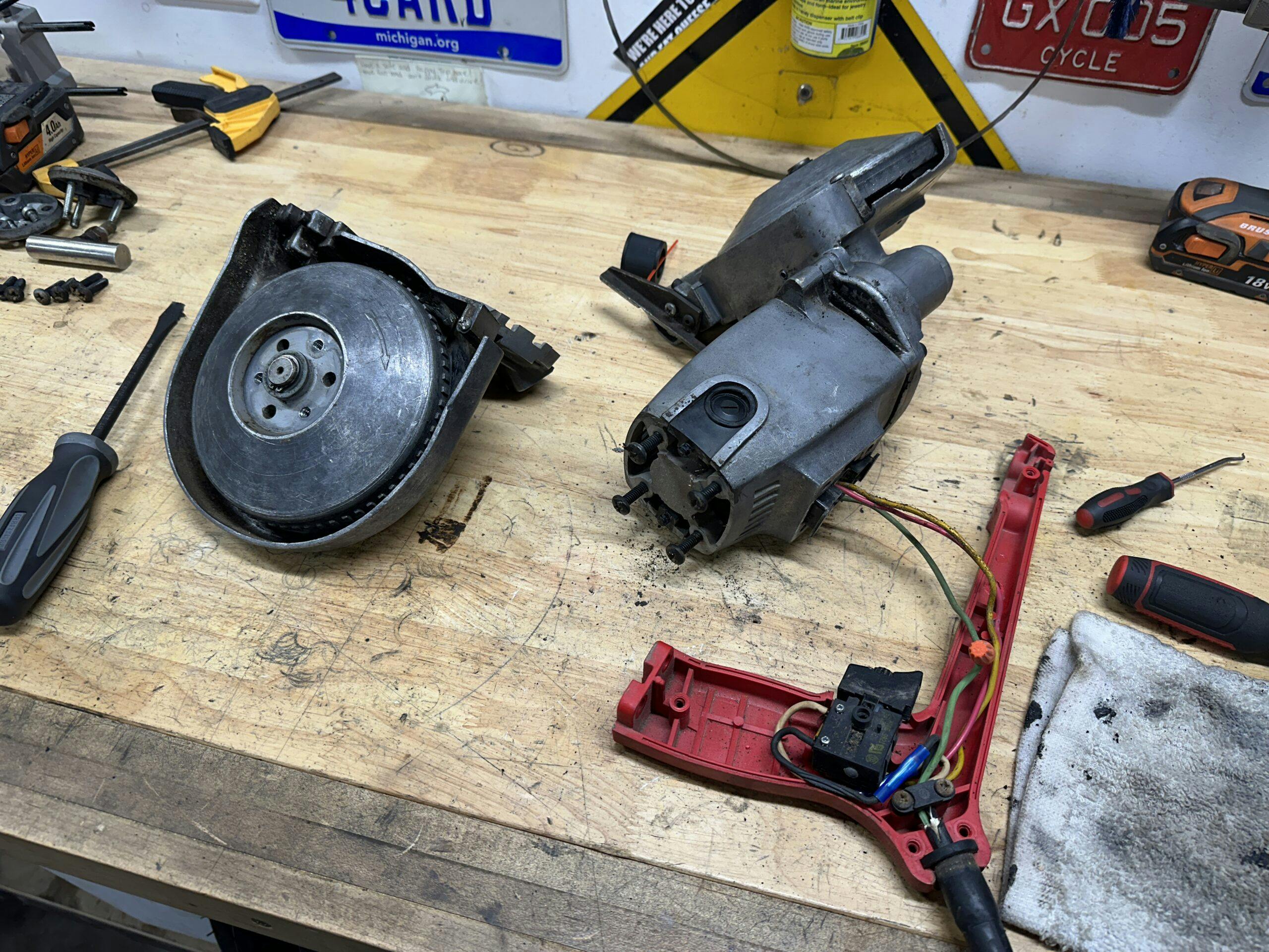 portaband saw disassembled bandsaw project garage tool