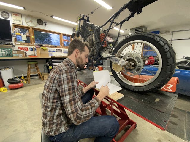 Kyle writing next to XR250R