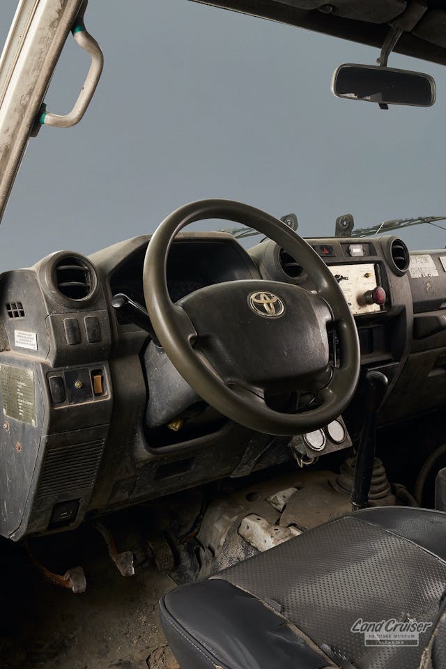 70-Series Land Cruiser utility interior steering wheel