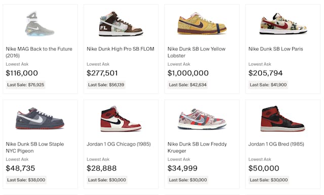 stockx-screen sneaker prices