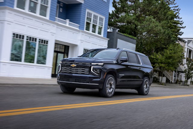 2025 Chevrolet Suburban High Country front three quarter in city