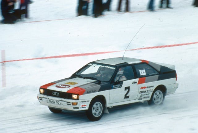 Mikkola and codriver Arne Hertz on the 1981 Swedish Rally