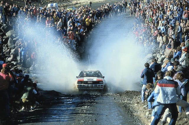 1982 Audi rally car trail water splash