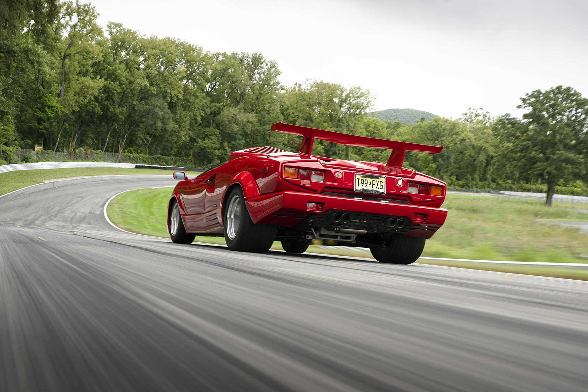 Lamborghini Countach 25th Anniversary Edition rear three quarter track action