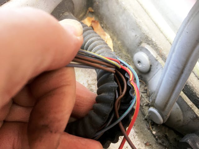 car wiring conduit closeup