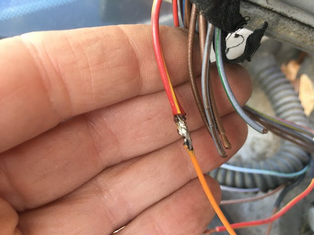 car wiring solder closeup