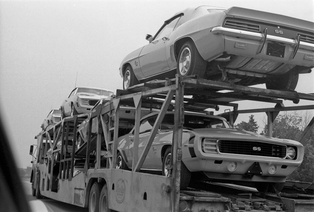 1st Generation Chevrolet Camaros on truck