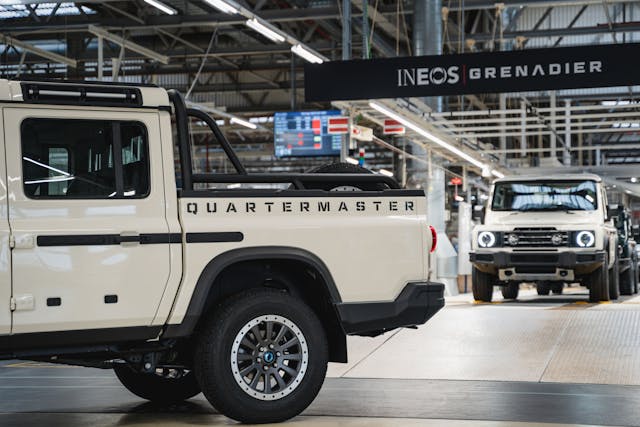 Ineos Grenadier Quartermaster pickup exterior rear end bed detail leaving production line