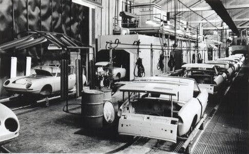 Bertone factory line vintage black white