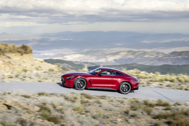 Mercedes-AMG AMG GT 63 4MATIC+ Coupe side profile pan driving action