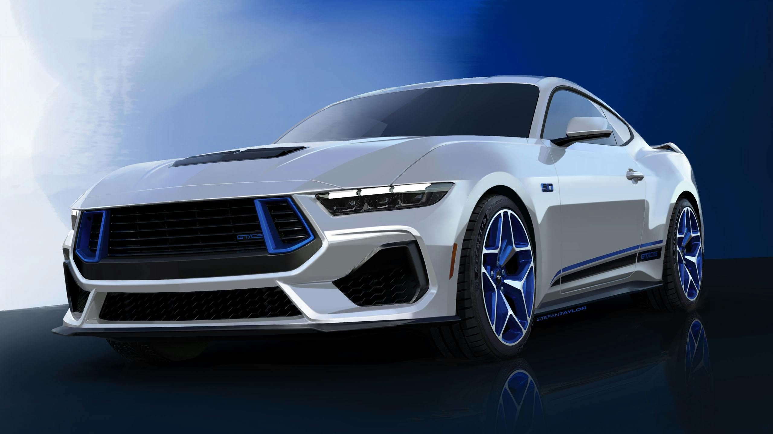 2024 Ford Mustang GT California Special exterior front three quarter sketch