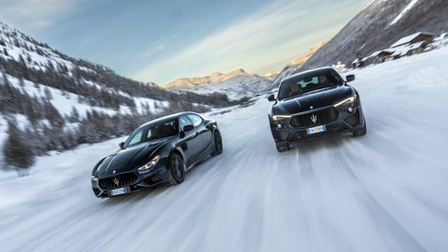 2024 Maserati Ghibli and Levante Ultima driving action fronts