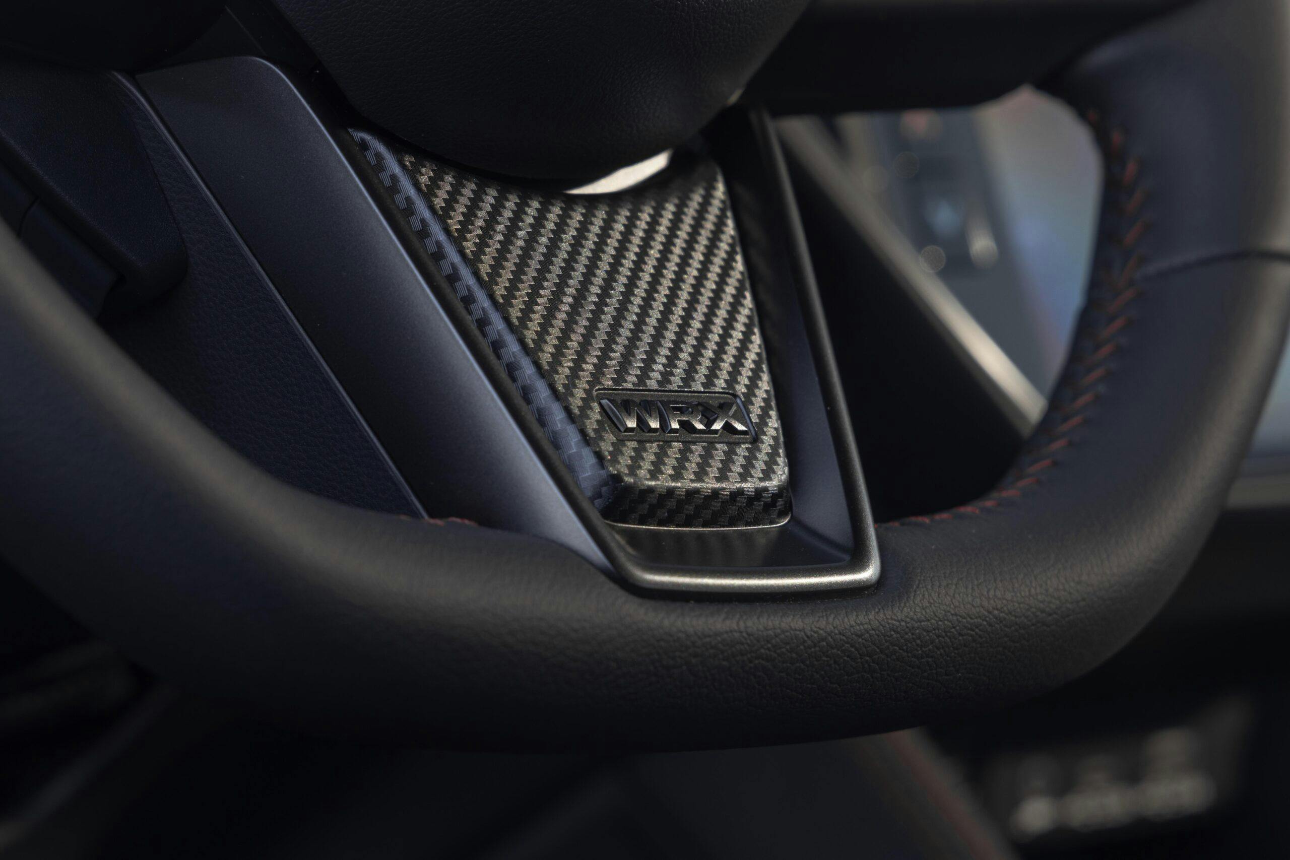 2024 Subaru WRX TR interior steering wheel carbon fiber detail