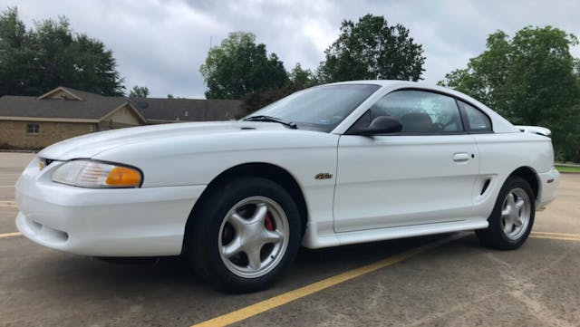 1996 Mustang GT coupe white front three quarter