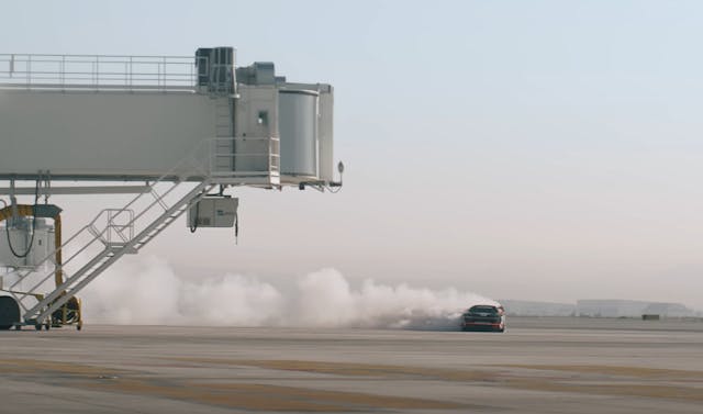 Electrikhana Two Audi S1 Hoonitron sliding on airport tarmac
