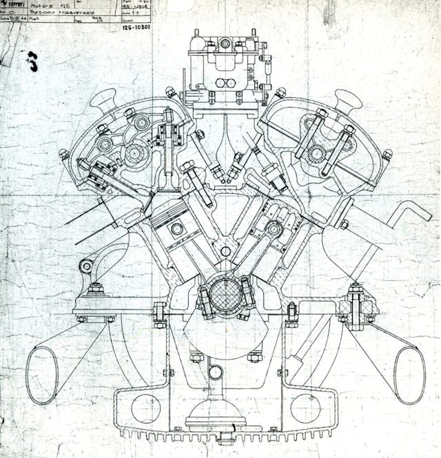 1946 Ferrari 125 V12 engineering drawing
