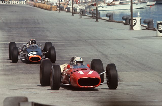 Surtees in a Ferrari 312 V12 racing action