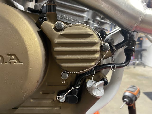safety wire on Honda XR250r engine