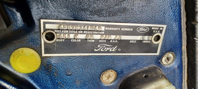 1966 Ford Mustang info plate