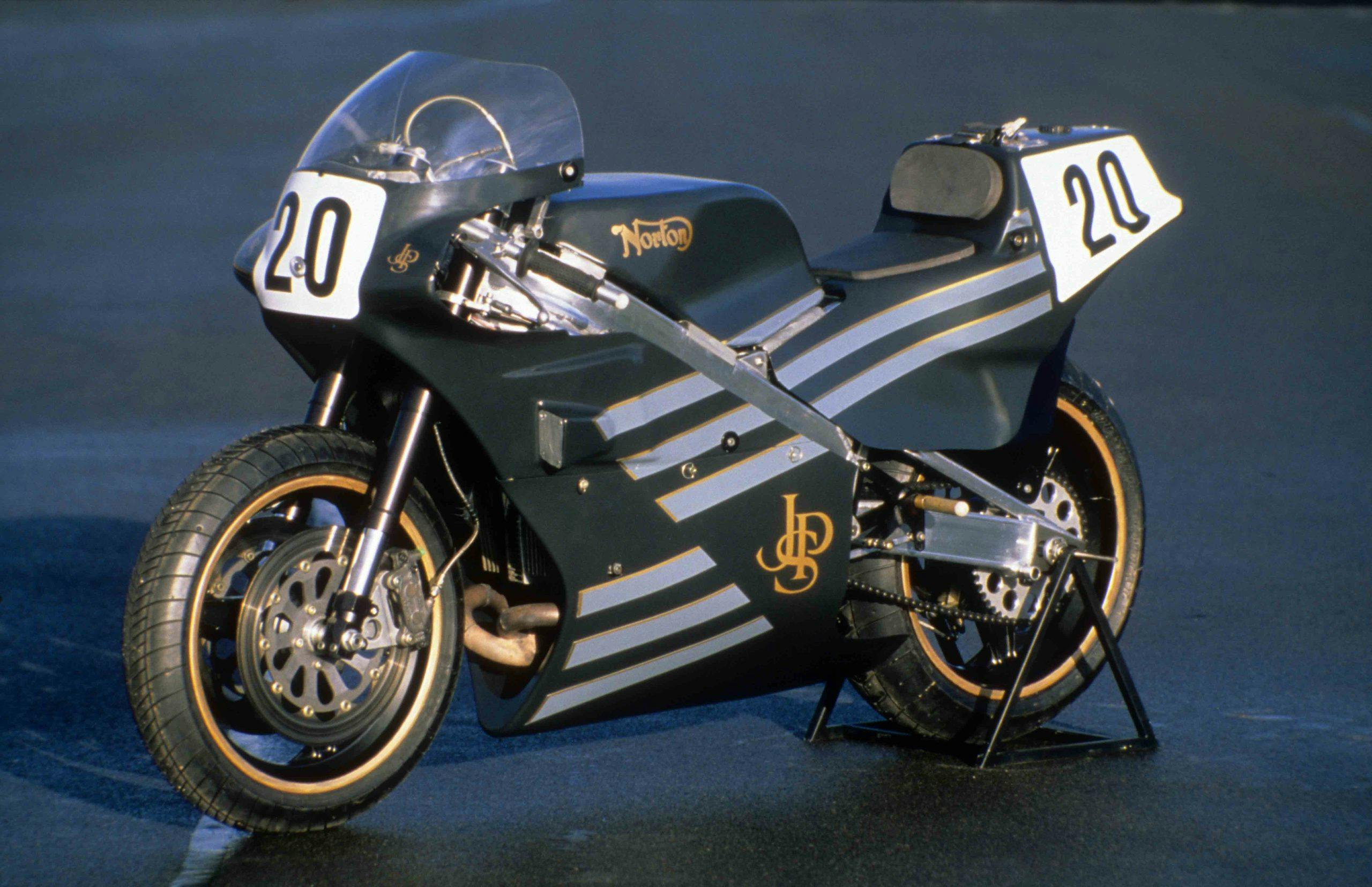 1989 Norton 588 racer motorcycle front three quarter