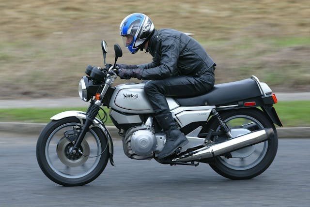 Norton Classic motorcycle riding action