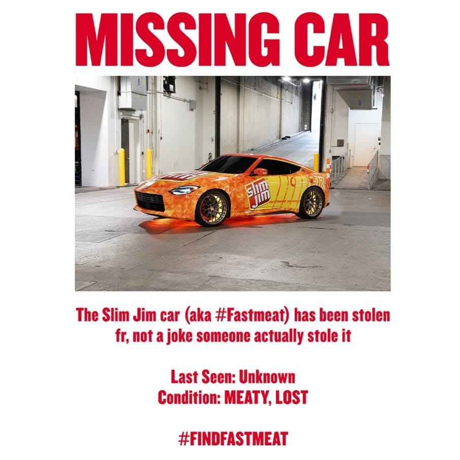 Slim Jim custom Nissan Z FastMeat missin car poster