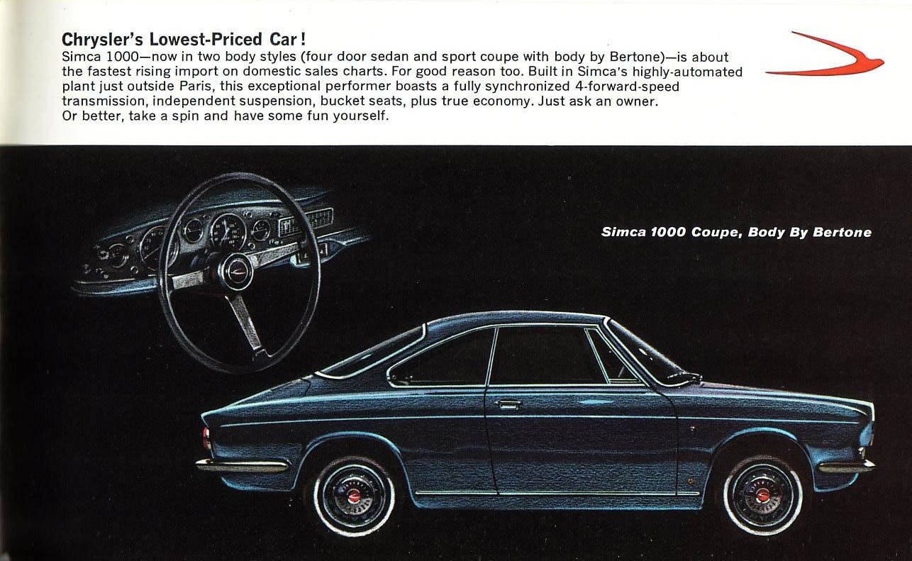 Simca 1000 coupe side profile brochure