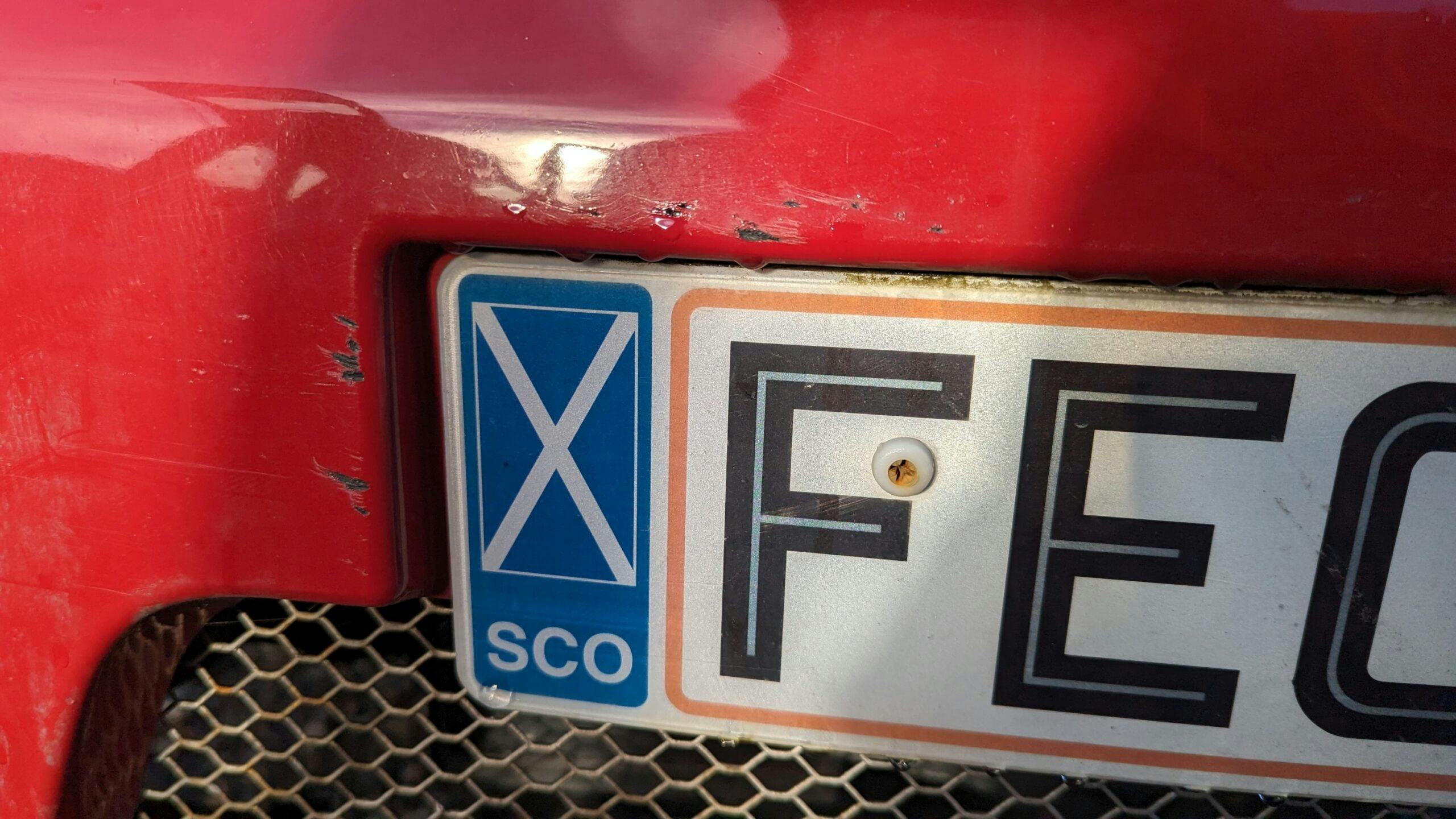 2005 MG ZT 190 scotland plate detail