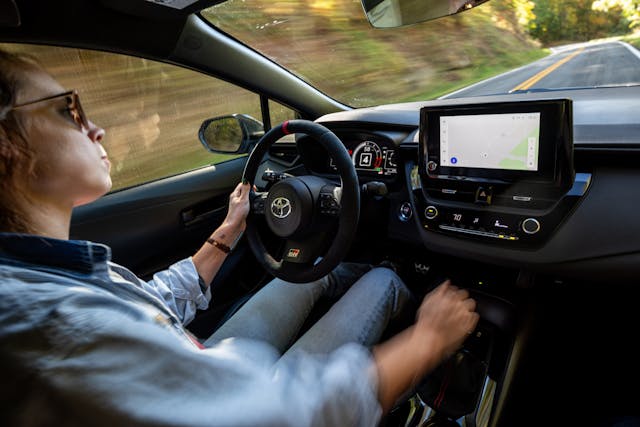 2023 Toyota GR Corolla interior shifting action