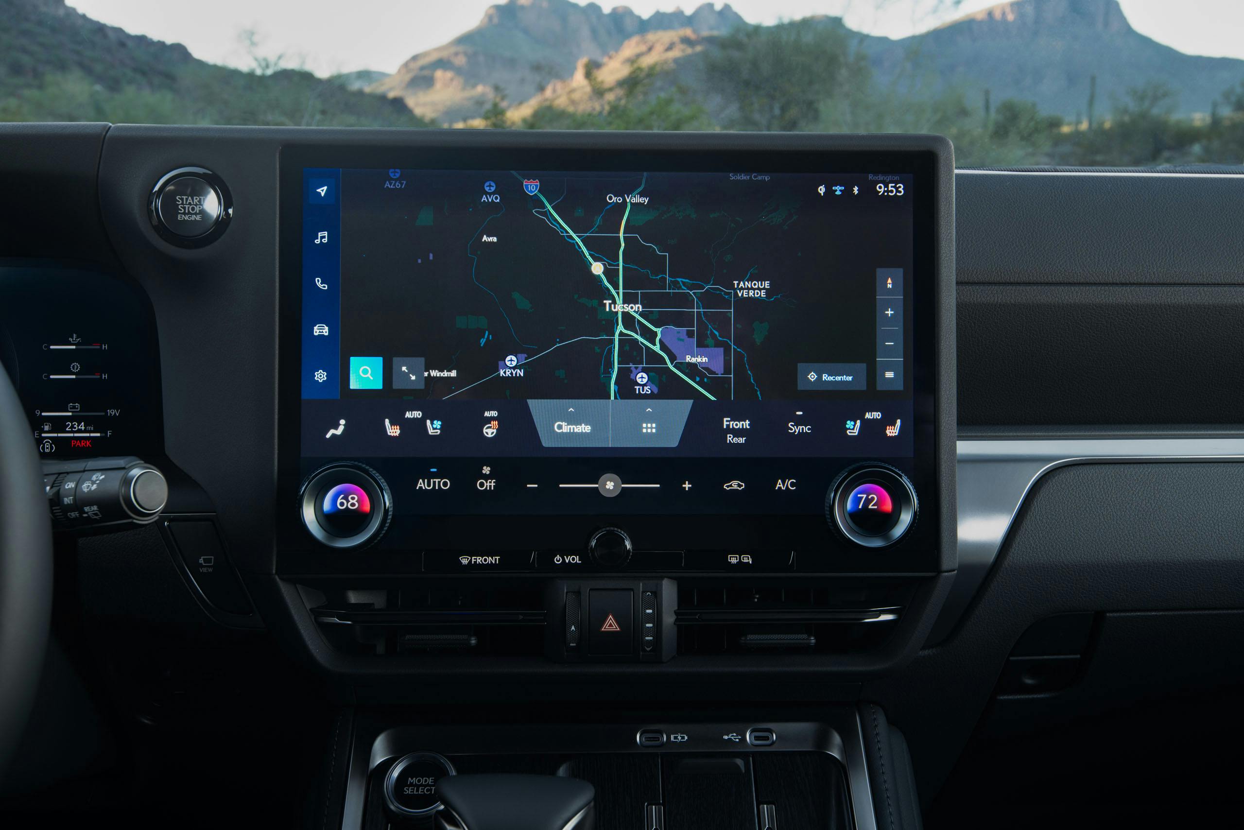 2024 Lexus GX 550 Overtrail+ interior 14-inch center screen detail map display