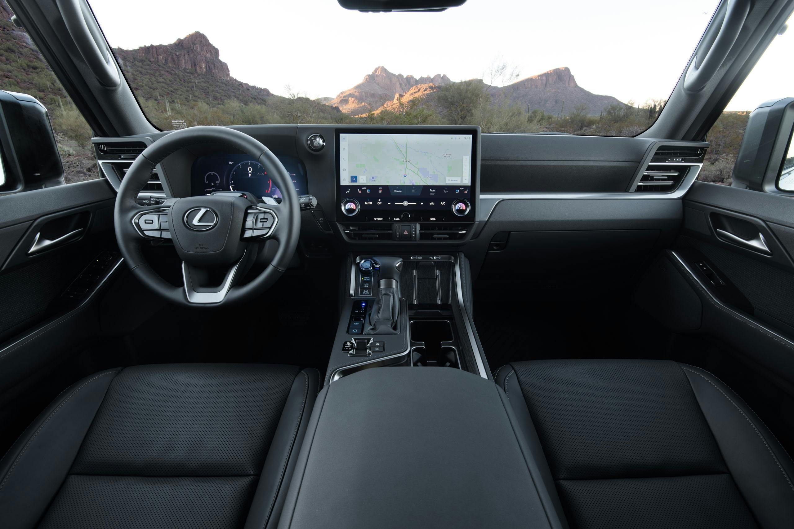 2024 Lexus GX 550 Overtrail+ interior front cabin area black