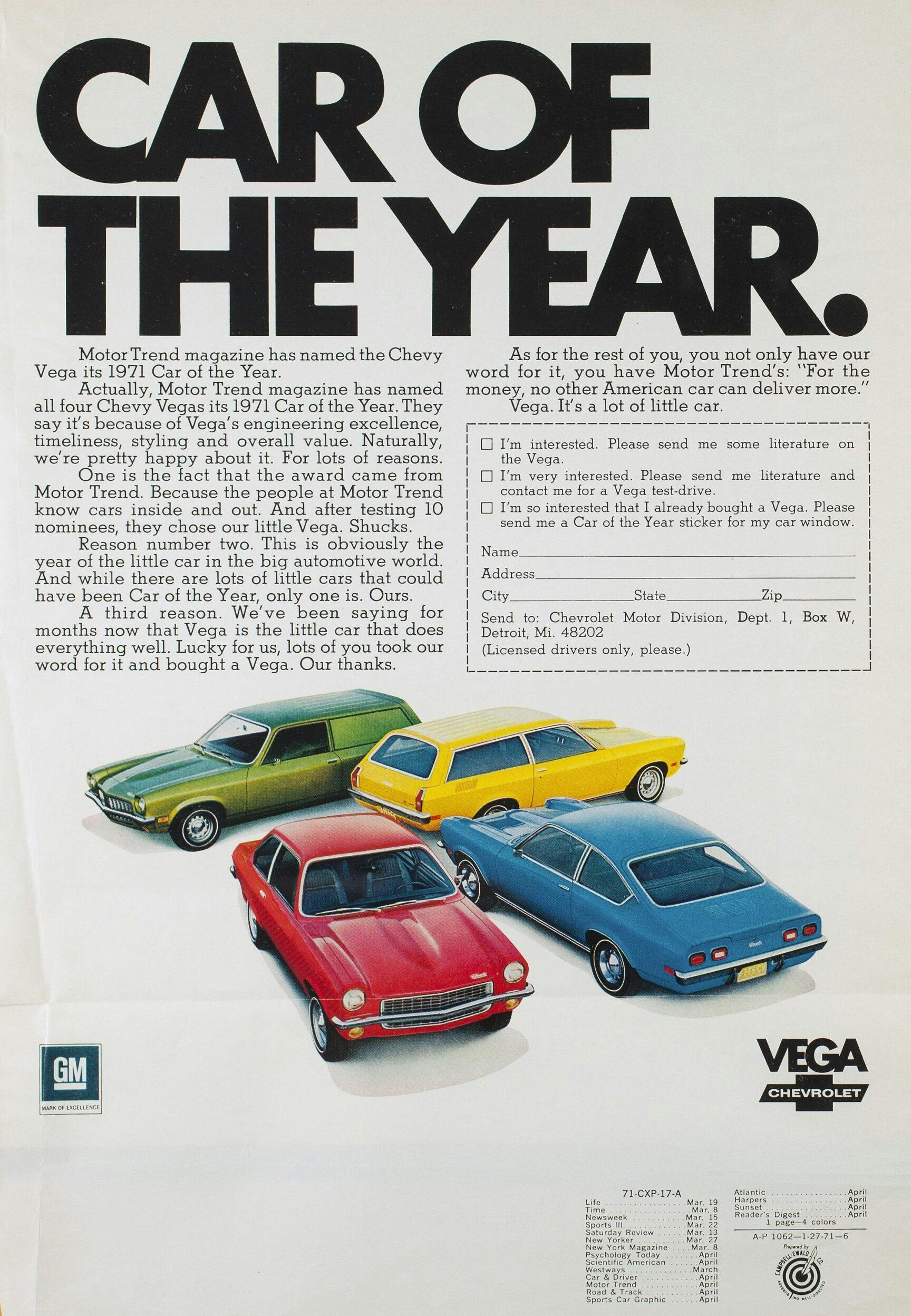 1971 Chevrolet Vega 2300 Panel1971 Chevrolet Vega 2300 Kammback Wagon 1971 Coupe