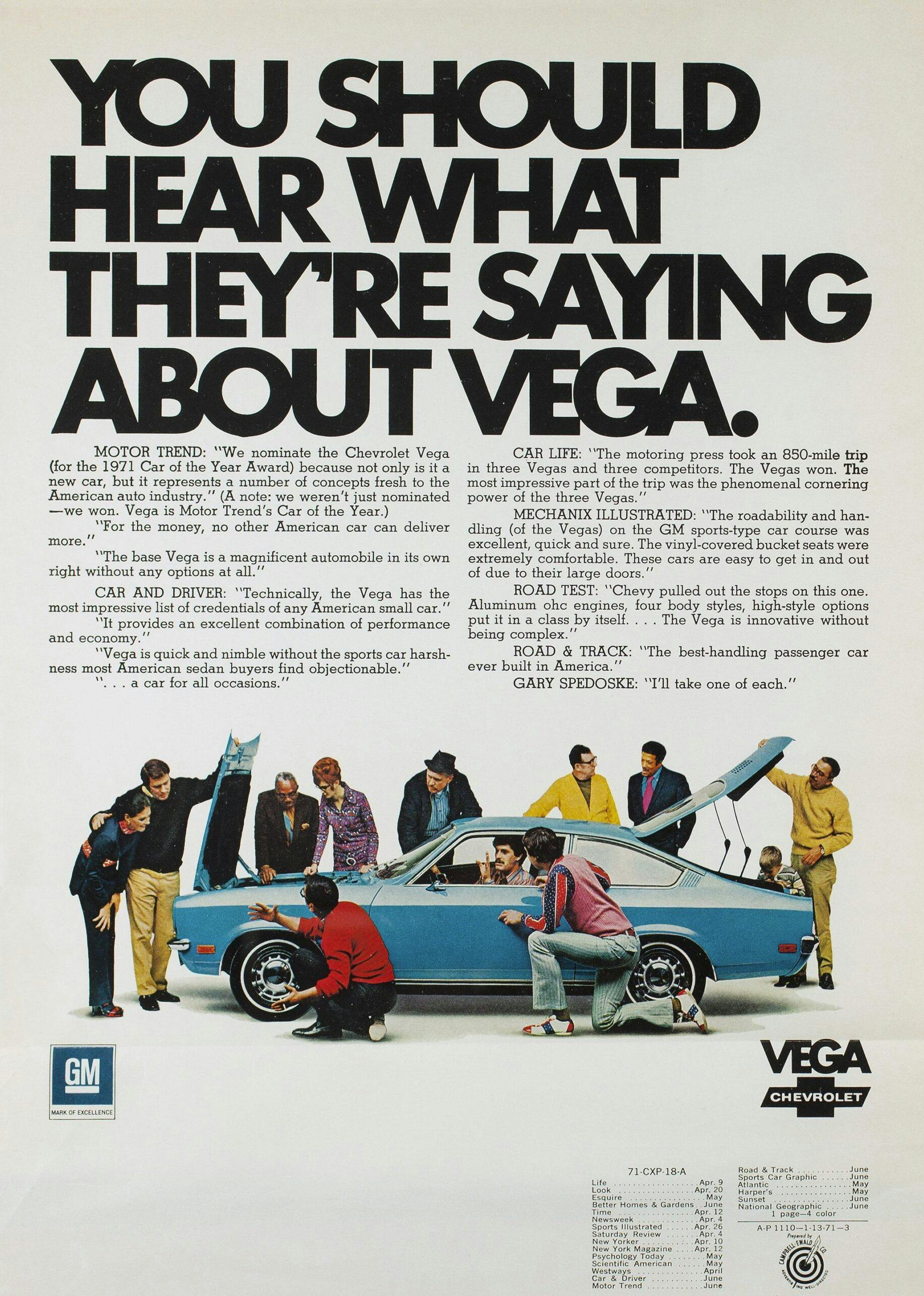 1971 Chevrolet Vega 2300 Hatchback Coupe ad