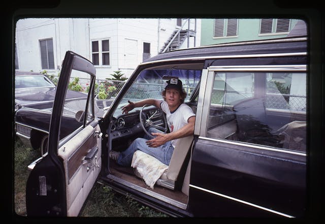 1965 Cadillac Hearse close up door open John L. Stein