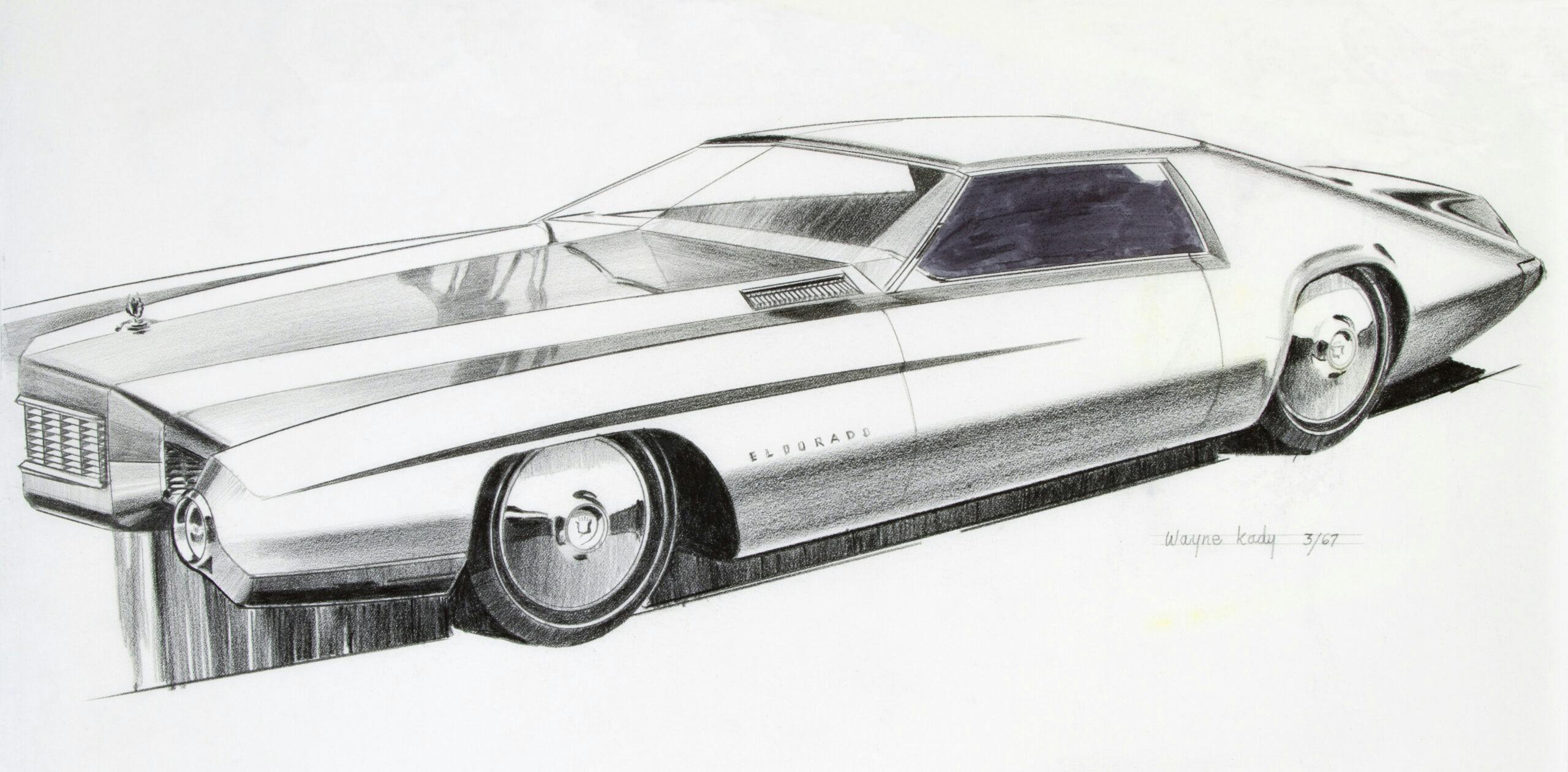 1967 Cadillac Eldorado pencil drawing car design wayne kady