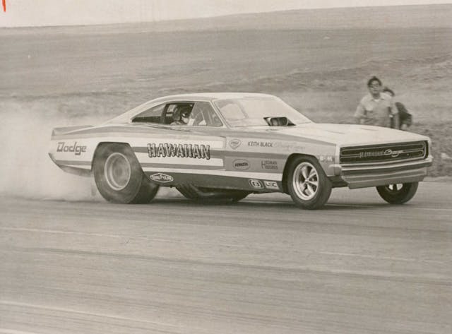 Hawaiian funny car 1970 Dodge Charger owned by Roland Leong and driven by Larry Reyes