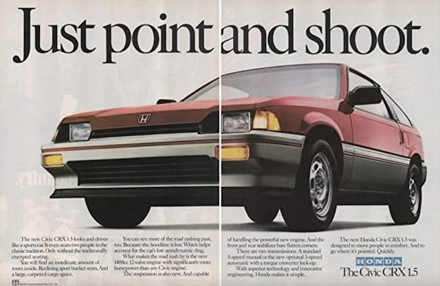 Honda Civic CRX Advertisement point and shoot