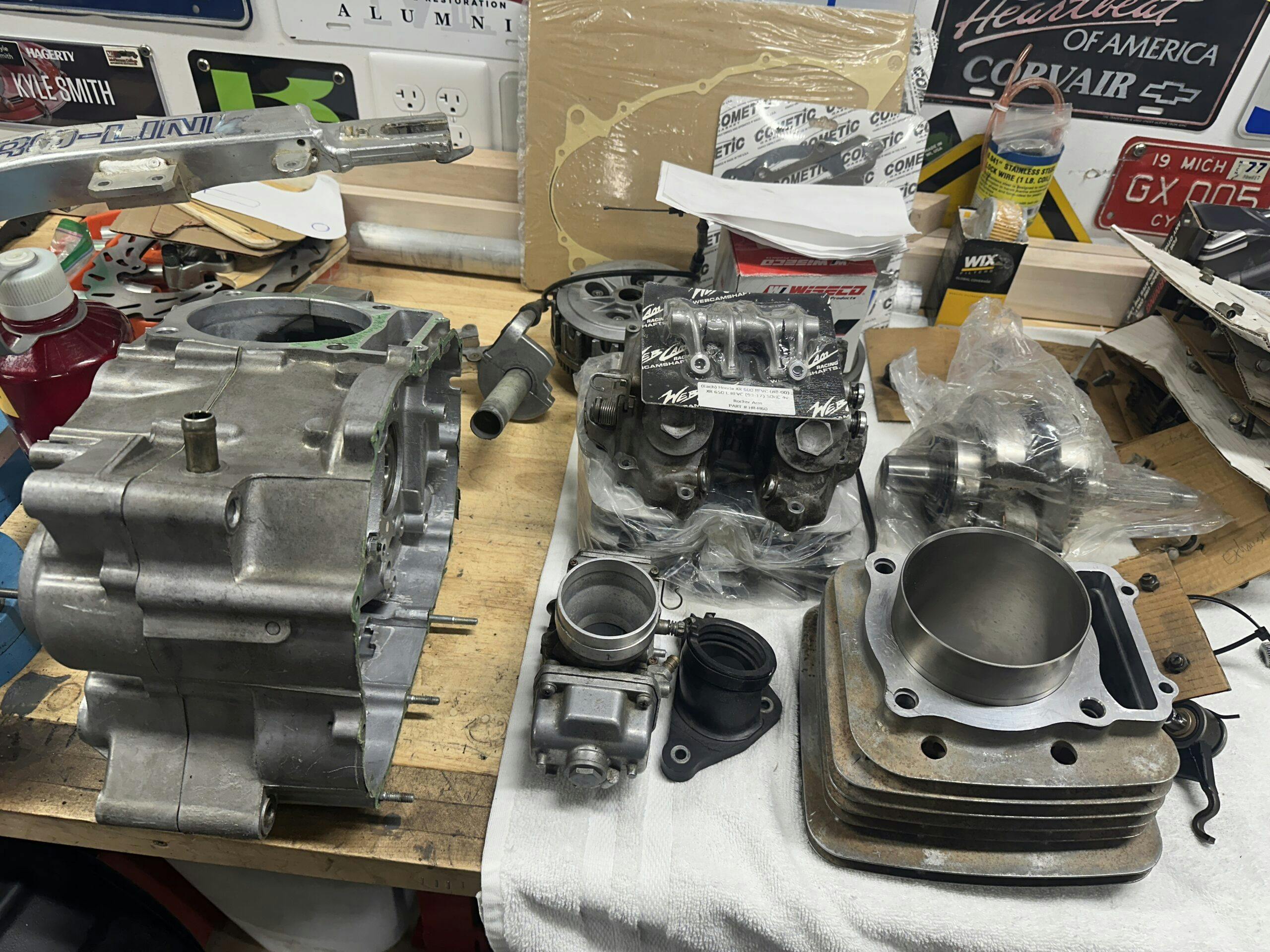 pile of honda xr600r parts